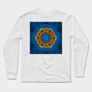 Weave Mandala Blue Yellow and Red Long Sleeve T-Shirt